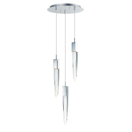 Quartz 3-Light 13 Wide Polished Chrome Pendant Light